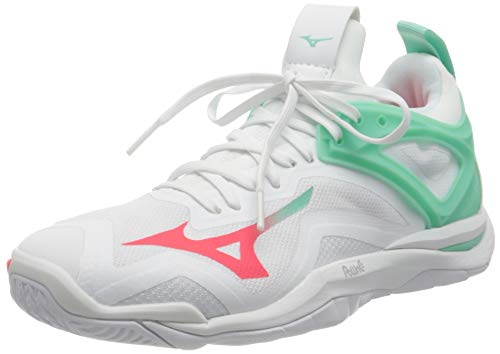 Mizuno Damen Wave Mirage 3 Handballschuhe, White/FieryCoral2/IceG