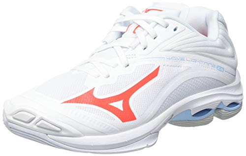 Mizuno Damen Wave Lightning Z6 Volleyballschuh, White/IgnitionR/Bluebell