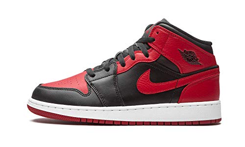 Nike AIR Jordan 1 MID (GS) Basketballschuhe, Black Gym Red